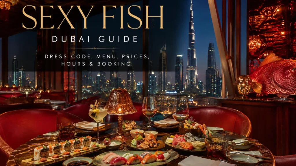 Luxury Sexy Fish Dubai dining experience with sushi, elegant interiors, skyline views, and premium evening ambience.