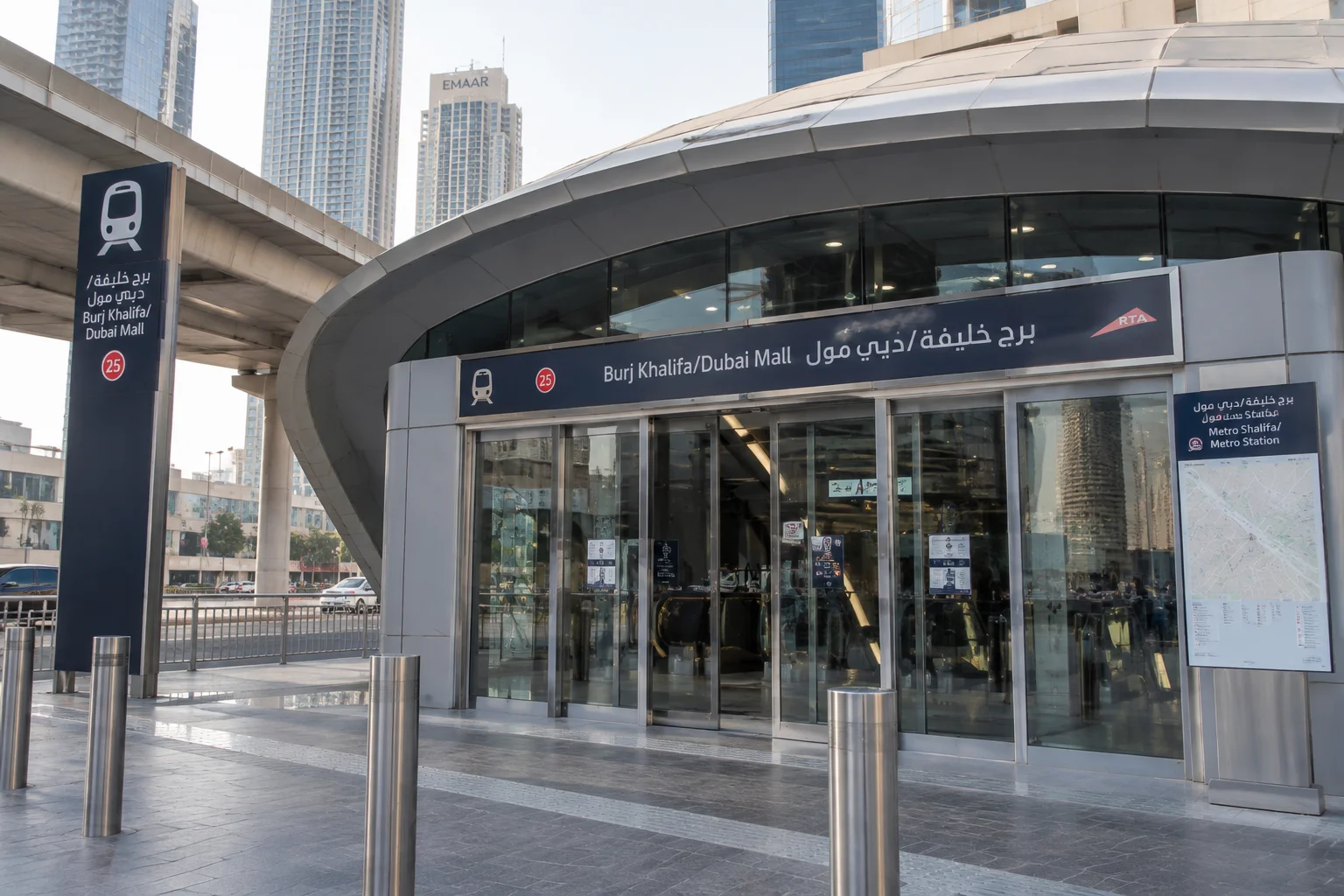 Exterior sign at Burj Khalifa Dubai Mall Metro station