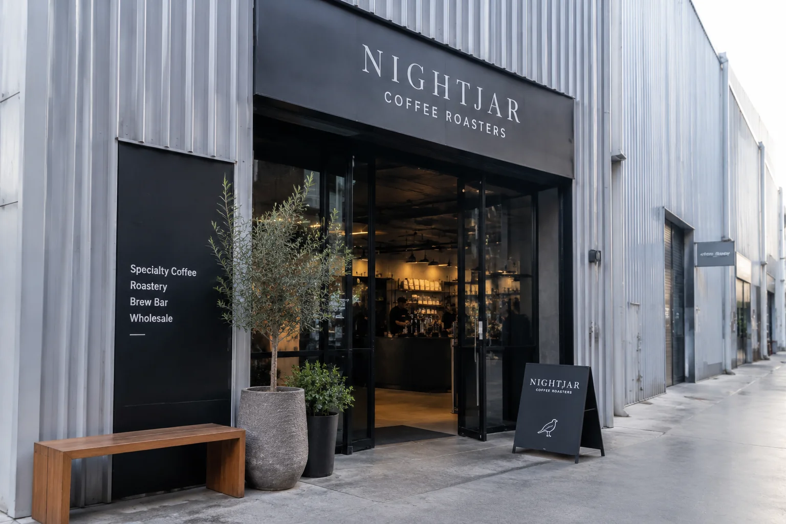 Entrance to Nightjar Coffee Roasters at Alserkal Avenue in Dubai