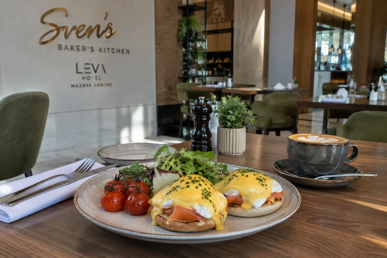 Breakfast served at Sven’s Baker’s Kitchen in LEVA Hotel Mazaya Centre