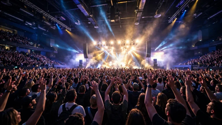 Concerts in Dubai: crowd at an indoor arena show with stage lights