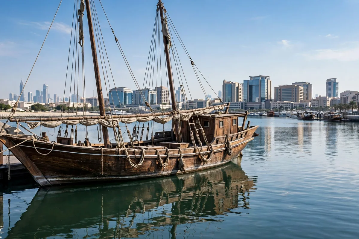 The Al Aref traditional boat moored on Dubai Creek